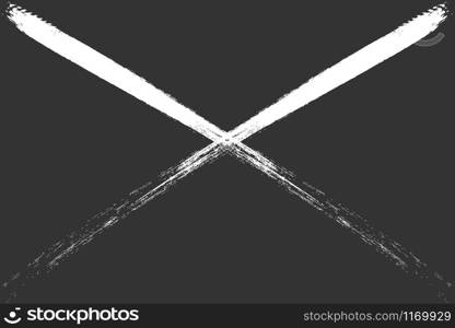 On a black background, brushstrokes with white paint intersect diagonally. Stock vector illustration. Template for text or pictures, for business, advertising, booklets, leaflets.