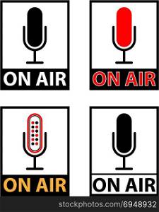 On Air Icon, Current Status On Air, Live Streaming, Microphone Vector Art Illustration