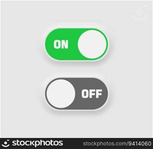 On and off switch button set in neumorphism style. Icons for business, white UI, UX. Power symbol. On off toggle. Neumorphic style. Vector illustration. On and off switch button set in neumorphism style. Icons for business, white UI, UX. Power symbol. On off toggle. Neumorphic style. 