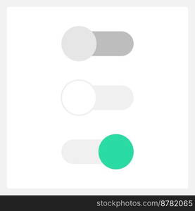 On and off toggle slider UI element template. Editable isolated vector dashboard component. Flat user interface. Visual data presentation. Web design widget for mobile application with light theme. On and off toggle slider UI element template