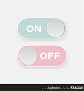 On and Off Toggle Switch Buttons Concept. Pastel Shades