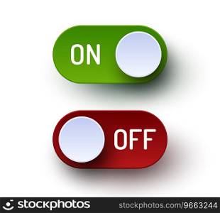 On and off toggle switch realistic buttons set Vector Image