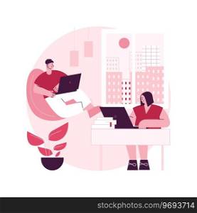 On-demand urban workspace abstract concept vector illustration. Coworking, client meeting room, business workspace, hourly rent, on-demand conference hall, urban office facility abstract metaphor.. On-demand urban workspace abstract concept vector illustration.