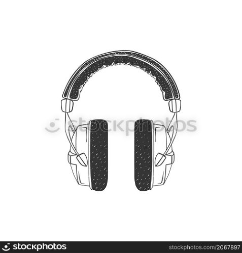 On-ear headphones. Hand-drawn Studio Headphones. Illustration in sketch style. Vector image