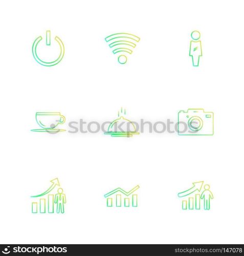 on , off , camera , graph , chart , graph , percentage , navigation , share , money ,  id card , naviagation , breifcase , icon, vector, design,  flat,  collection, style, creative,  icons