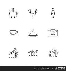 on , off , camera , graph , chart , graph , percentage , navigation , share , money , id card , naviagation , breifcase , icon, vector, design, flat, collection, style, creative, icons