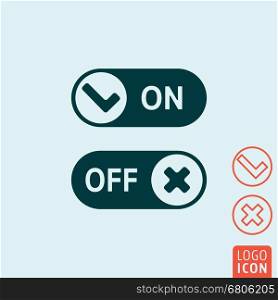 On - Off sliders or switch buttons. Vector illustration. On off button
