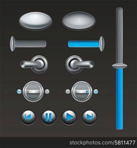 On off touch analog buttons and toggles set isolated vector illustration. On Off Button Set