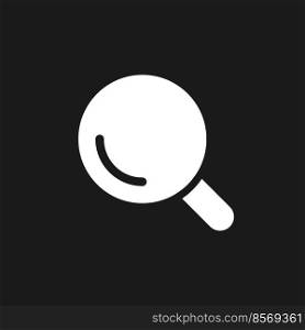 On-site search dark mode glyph ui icon. Navigation menu. E-commerce. User interface design. White silhouette symbol on black space. Solid pictogram for web, mobile. Vector isolated illustration. On-site search dark mode glyph ui icon