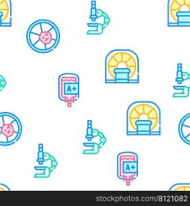 Oncology Examination Collection Vector Seamless Pattern Color Line Illustration. Oncology Examination Collection Icons Set Vector Illustrations