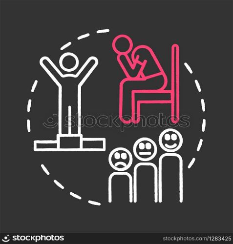Oncology prognosis chalk RGB color chalk RGB color concept icon. Fight with cancer. Estimate of recovery. Victory and defeat idea. Vector isolated chalkboard illustration on black background