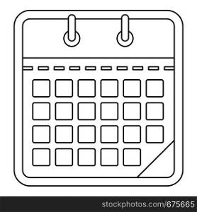 One calendar icon. Outline illustration of one calendar vector icon for web. One calendar icon, outline style.