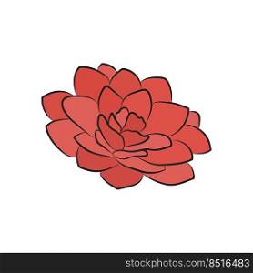 one Camellia flower red and rose. Lush bud isolated on white background. Line art simple botanical, for wedding cards, invitations
