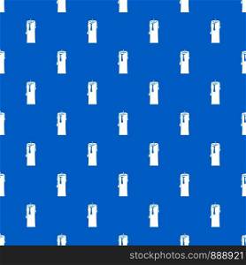 One candle pattern repeat seamless in blue color for any design. Vector geometric illustration. One candle pattern seamless blue