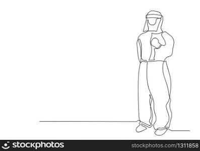 One continuous line art of professional medical doctor wearing face mask or medical to protect from coronavirus, Illustration COVID-19 symbol