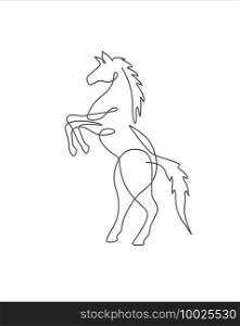 One continuous line drawing of horse,Dynamic single line draw graphic design vector illustration 