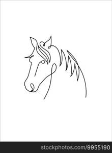 One continuous line drawing of horse,Dynamic single line draw graphic design vector illustration 