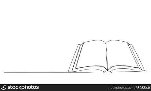 One continuous line drawing of opened book. Thin Line Illustration vector concept. Contour Drawing Creative ideas.