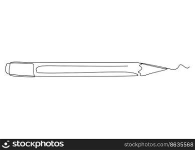 One continuous line drawing of pencil. Thin Line Illustration vector concept. Contour Drawing Creative ideas.