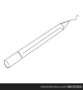 One continuous line drawing of pencil. Thin Line Illustration vector concept. Contour Drawing Creative ideas.