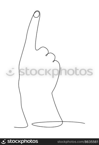 One continuous line drawing of pointing index finger. Thin Line Illustration vector concept. Contour Drawing Creative ideas.