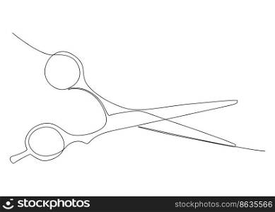 One continuous line drawing of scissor. Thin Line Illustration vector concept. Contour Drawing Creative ideas.
