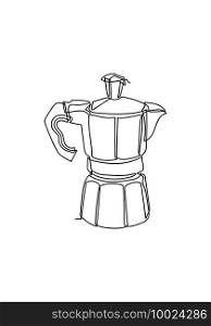 One Continuous line drawing of the coffee in modern minimalistic style, Single line draw graphic design illustration