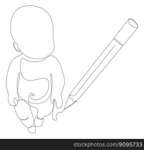 One continuous line of a baby drawn by with felt tip pen. Thin Line Illustration vector concept. Contour Drawing Creative ideas.