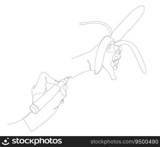 One continuous line of Banana with felt tip pen. Thin Line Illustration food vector concept. Contour Drawing Creative ideas.