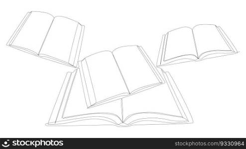 One continuous line of books. Thin Line Illustration vector concept. Contour Drawing Creative ideas.