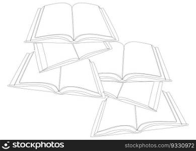 One continuous line of books. Thin Line Illustration vector concept. Contour Drawing Creative ideas.