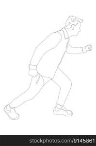 One continuous line of Casual Men Running. Thin Line Illustration vector concept. Contour Drawing Creative ideas.
