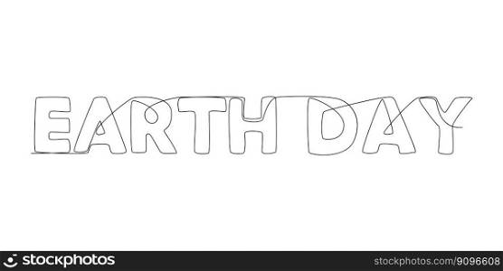 One continuous line of Earth Day word. Thin Line Illustration vector concept. Contour Drawing Creative ideas.