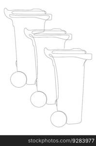 One continuous line of Garbage Bin. Thin Line Illustration vector concept. Contour Drawing Creative ideas.