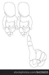 One continuous line of hand with baby. Thin Line Illustration vector concept. Contour Drawing Creative ideas.