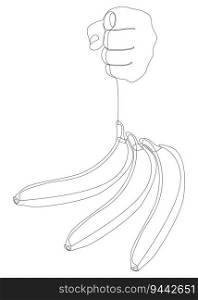 One continuous line of hand with Banana. Thin Line Illustration vector concept. Contour Drawing Creative ideas.