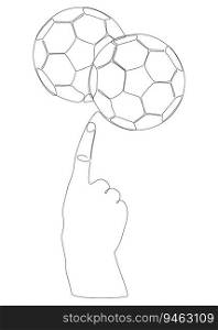 One continuous line of hand with Football, Soccer ball. Thin Line Illustration vector sport concept. Contour Drawing Creative ideas.