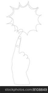 One continuous line of hand with speech bubble. Thin Line Illustration vector concept. Contour Drawing Creative ideas.