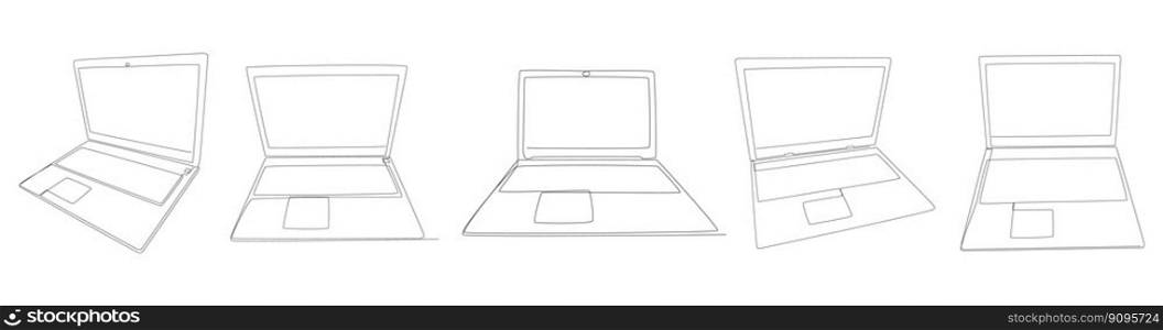 One continuous line of Laptop. Thin Line Illustration vector concept. Contour Drawing Creative ideas.