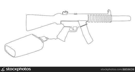 One continuous line of Machine Gun drawn with a pencil. Thin Line Illustration vector concept. Contour Drawing Creative ideas.
