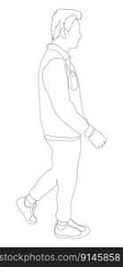 One continuous line of man with trash bag in hand. Thin Line Illustration vector concept. Contour Drawing Creative ideas.