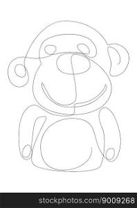 One continuous line of Monkey teddy bear. Thin Line Illustration vector concept. Contour Drawing Creative ideas.