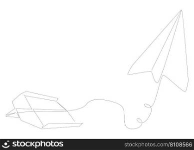 One continuous line of Paper Airplanes. Thin Line Illustration vector concept. Contour Drawing Creative ideas.