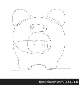 One continuous line of Piggy Bank. Thin Line Illustration vector concept. Contour Drawing Creative ideas.