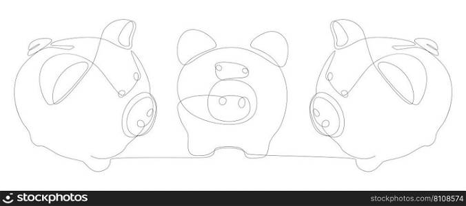 One continuous line of Piggy Banks. Thin Line Illustration vector concept. Contour Drawing Creative ideas.