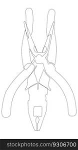 One continuous line of Pliers, Tongs. A hand tool used to hold objects securely. Thin Line Illustration vector concept. Contour Drawing Creative ideas.