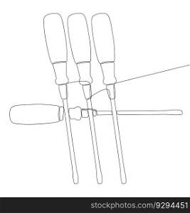 One continuous line of Screwdriver. Thin Line Illustration vector concept. Contour Drawing Creative ideas.