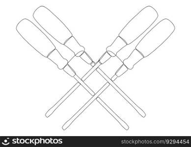 One continuous line of Screwdriver. Thin Line Illustration vector concept. Contour Drawing Creative ideas.