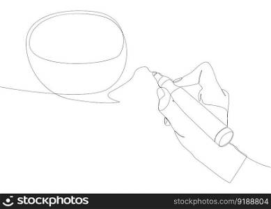 One continuous line of Speech Bubble drawn by with felt tip pen. Thin Line Illustration vector concept. Contour Drawing Creative ideas.