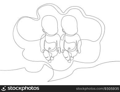 One continuous line of speech bubble with baby. Thin Line Illustration vector concept. Contour Drawing Creative ideas.